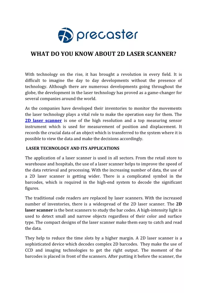 what do you know about 2d laser scanner