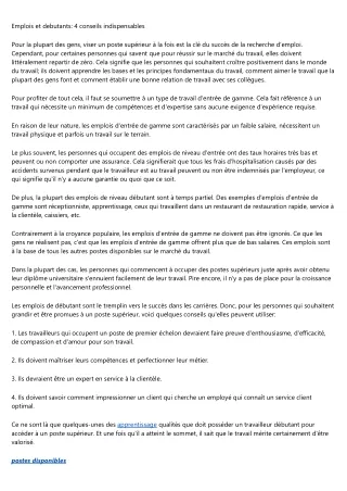 emplois et debutants 4 conseils indispensables
