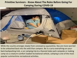 primitive survivors know about the rules before going for camping during covid 19