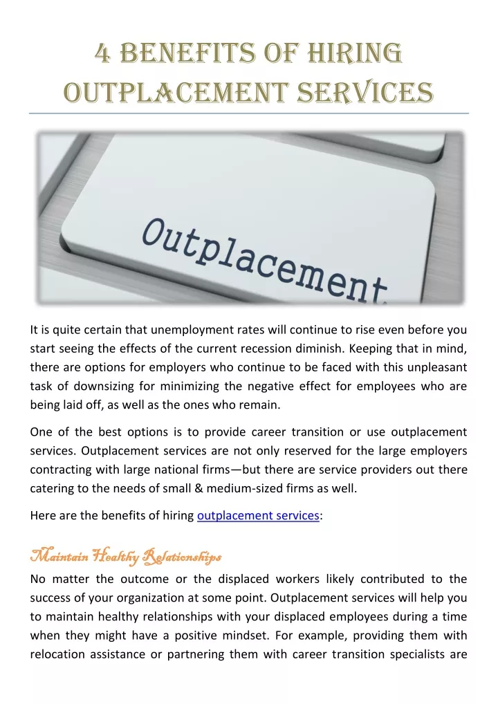 4 benefits of hiring outplacement services