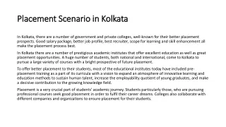 Placement Scenario in Kolkata