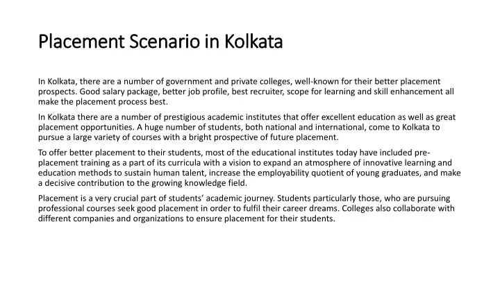 placement scenario in kolkata