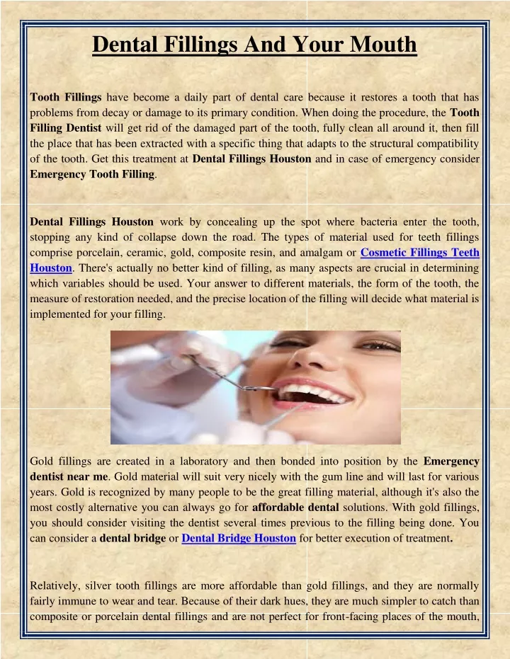 dental fillings and your mouth