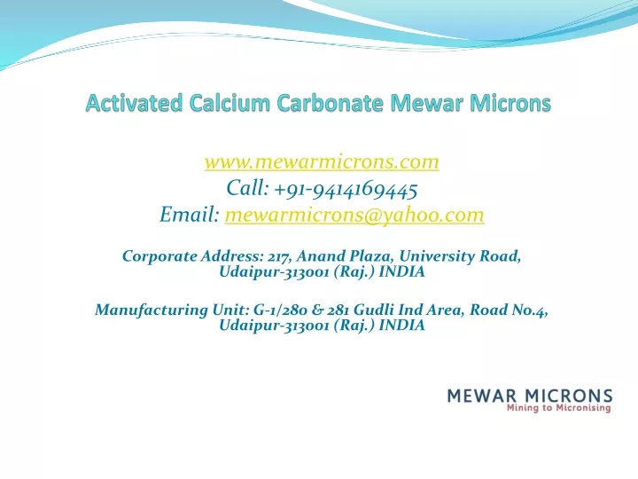 activated calcium carbonate mewar microns