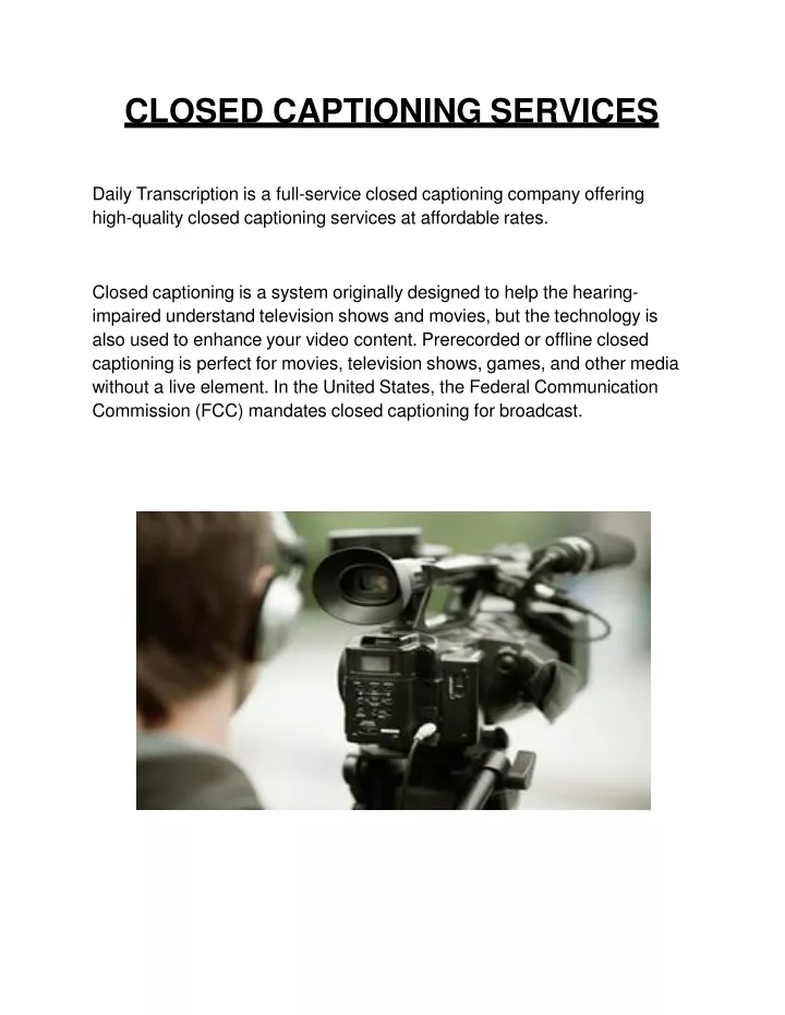 closed captioning services