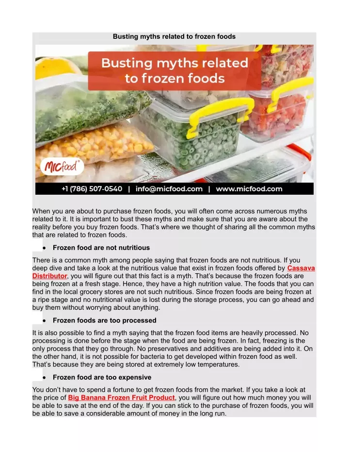 busting myths related to frozen foods