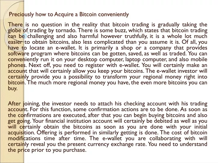 preciously how to acquire a bitcoin conveniently