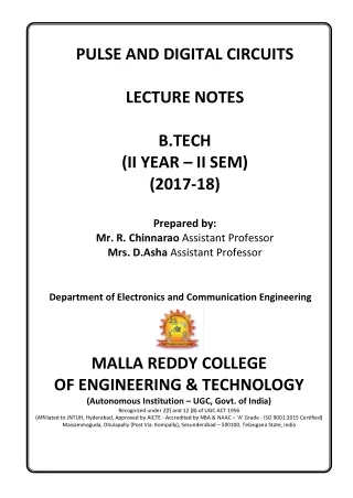 pulse and digital circuits lecture notes b tech