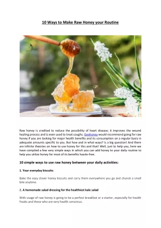 10 ways to make raw honey your routine