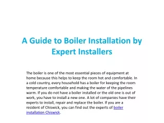 A Guide to Boiler Installation by Expert Installers