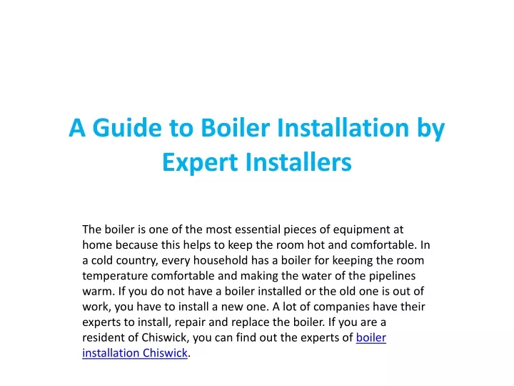 a guide to boiler installation by expert installers