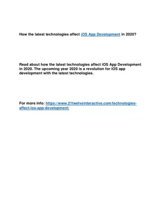 how the latest technologies affect