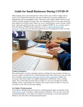 guide for small businesses during covid