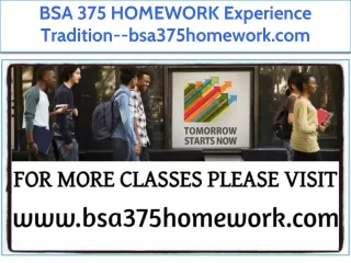 BSA 375 HOMEWORK Experience Tradition--bsa375homework.com