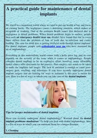 a practical guide for maintenance of dental
