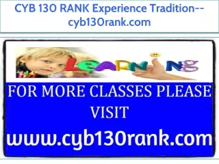 CYB 130 RANK Experience Tradition--cyb130rank.com