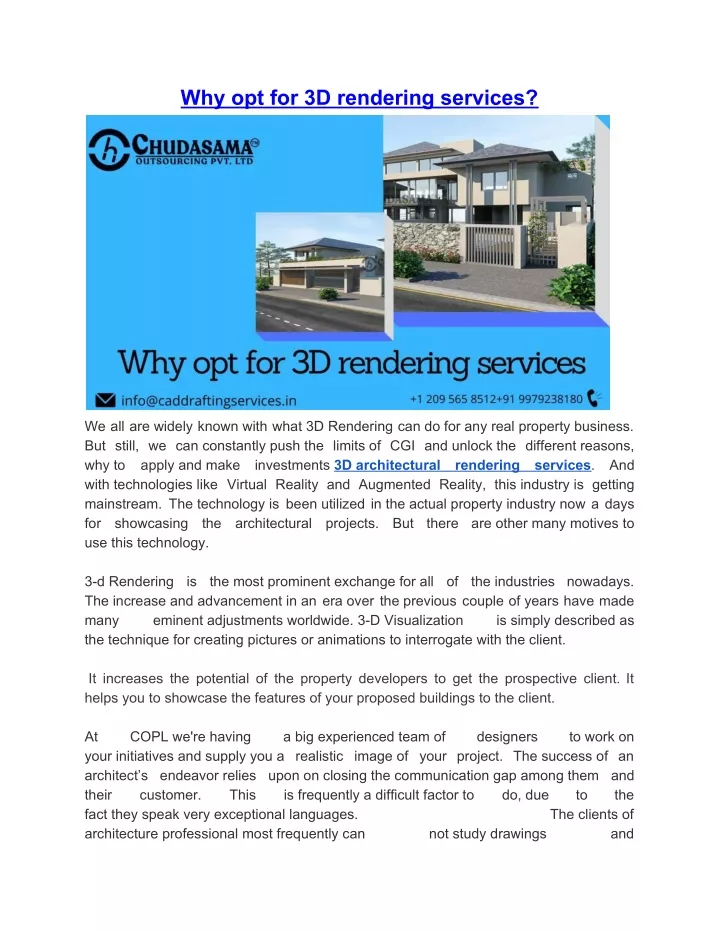 why opt for 3d rendering services