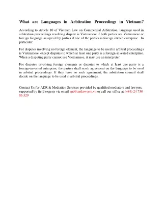 what are languages in arbitration proceedings