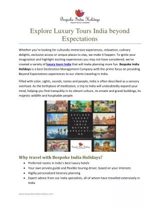 explore luxury tours india beyond expectations
