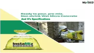 Ready to pour wt micro concrete and its specifications