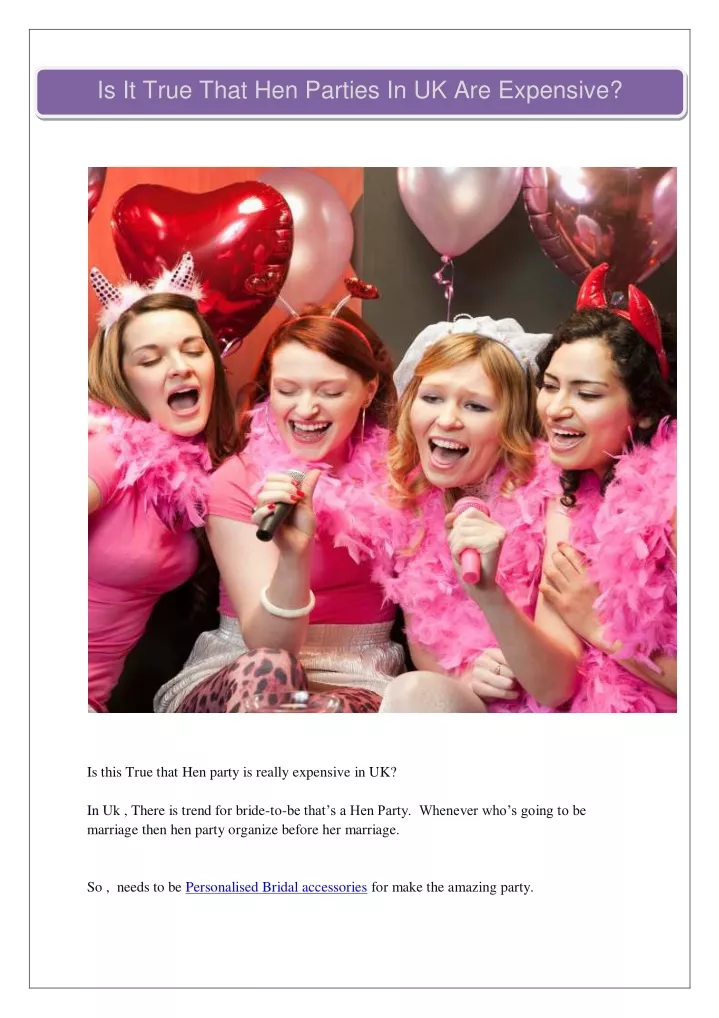 is it true that hen parties in uk are expensive
