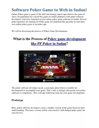 software poker game to web in sudan online poker