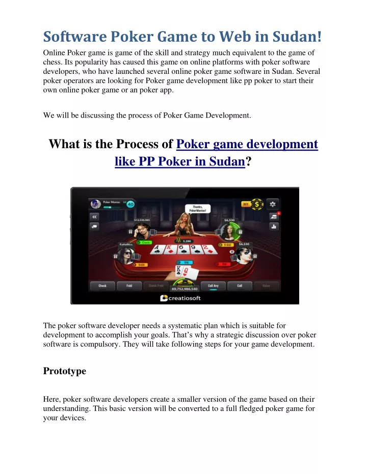 software poker game to web in sudan online poker