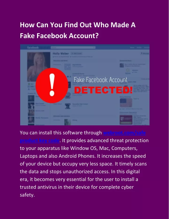 how can you find out who made a fake facebook
