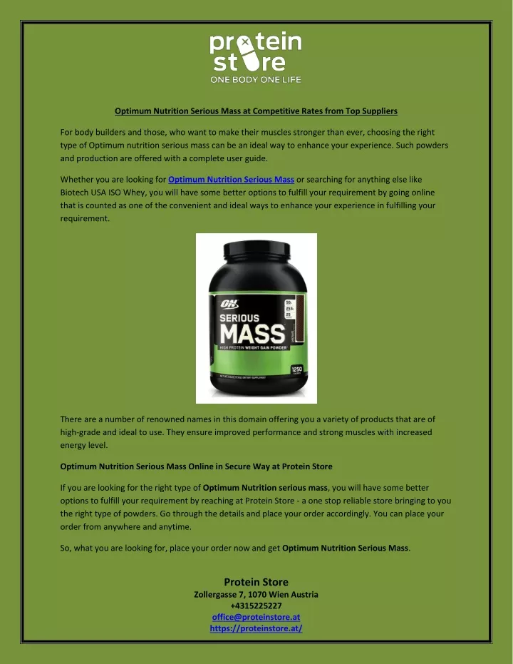 optimum nutrition serious mass at competitive