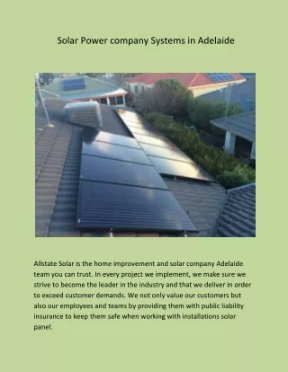 Solar Power company Systems in Adelaide