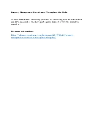 property management recruitment throughout