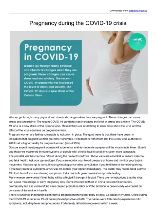 Pregnancy during the COVID-19 crisis