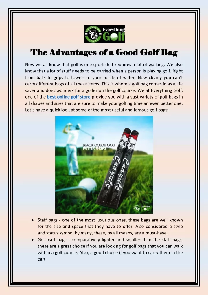 the advantages of a good golf bag the advantages