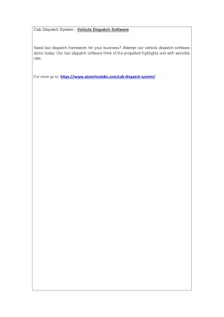 cab dispatch system vehicle dispatch software