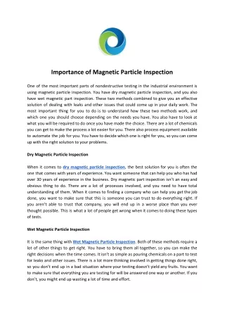 importance of magnetic particle inspection