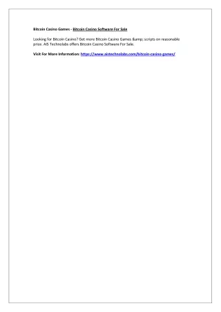 bitcoin casino games bitcoin casino software