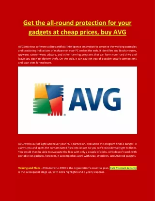 Get the all-round protection for your gadgets at cheap prices, buy AVG