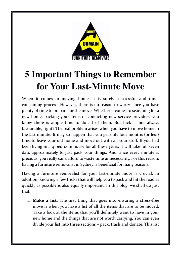 5 important things to remember for your last