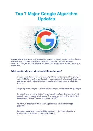 top 7 major google algorithm updates
