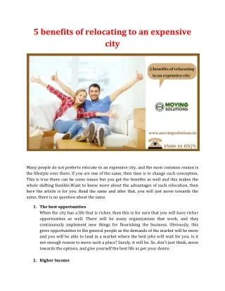 5 benefits of relocating to an expensive city