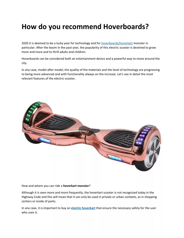 how do you recommend hoverboards