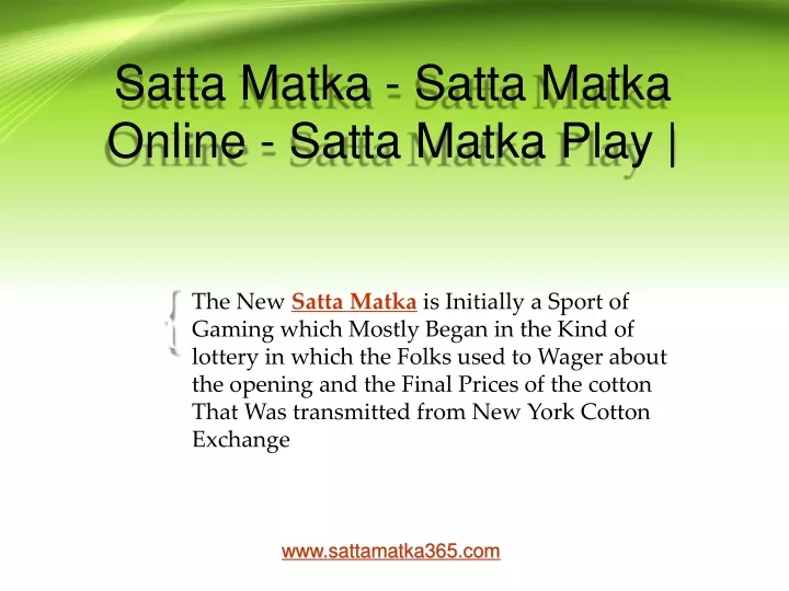 satta matka satta matka online satta matka play