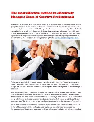 The most effective method to Effectively Manage a Team of Creative Professionals