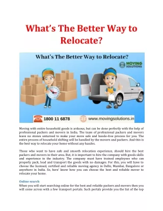 what s the better way to relocate