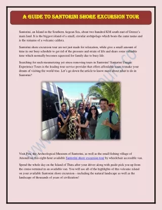 a guide to santorini shore excursion tour a guide