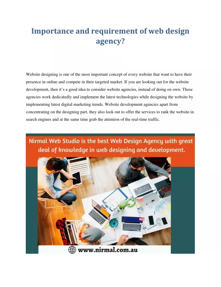 importance and requirement of web design agency