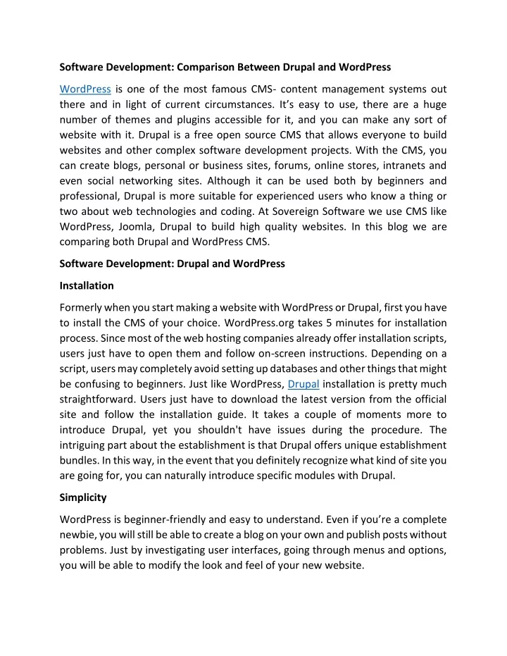 software development comparison between drupal