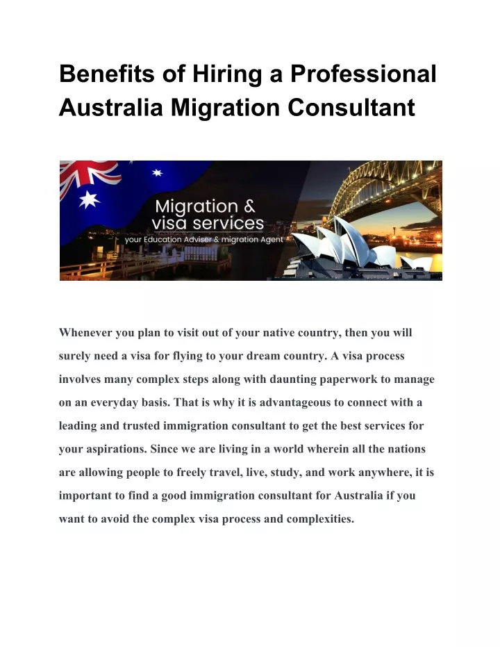 benefits of hiring a professional australia