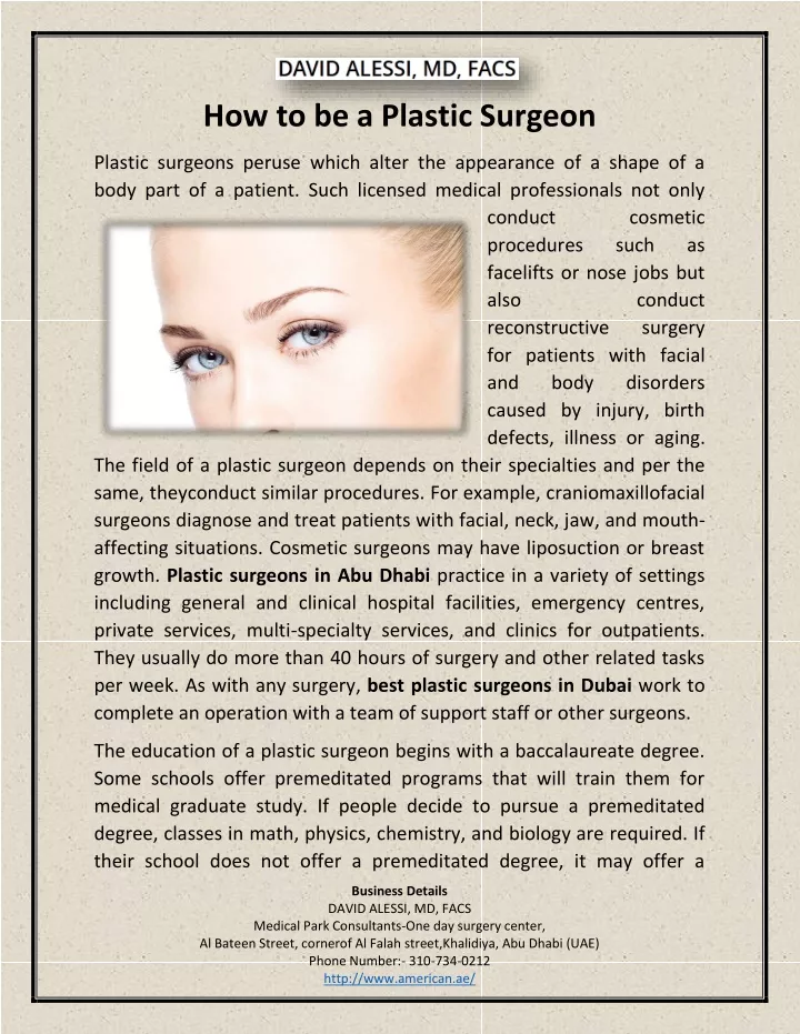 how to be a plastic surgeon