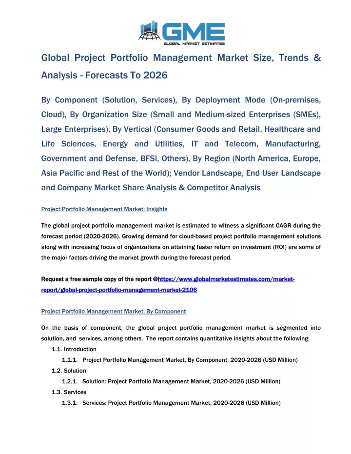 global project portfolio management market size